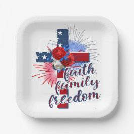 Amerikanisches Flaggenkreuz Pappteller
