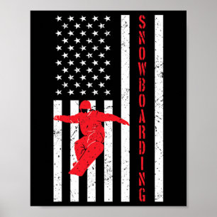 Amerikanisches Flaggensnowboard Usa Winter Patriot Poster