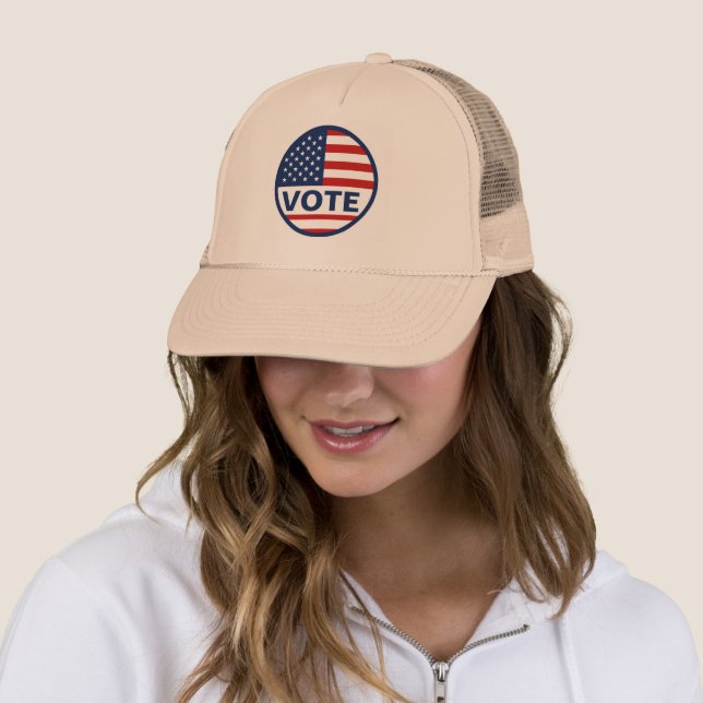 Amerikanisches Flaggenvotum Einfach Truckerkappe (Beispiel)