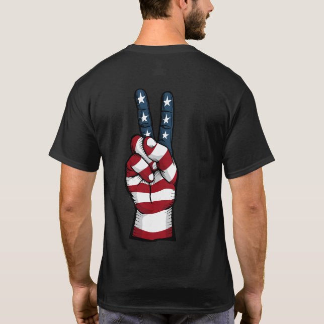 amerikanisches Friedenszeichen, US Flagge T - Shir T-Shirt (Rückseite)