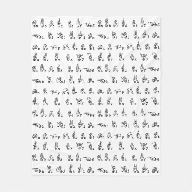 Amerikanisches Gebärdensprache-Alphabet in Fleecedecke (Vorderseite)