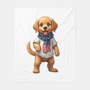 Amerikanisches Goldenes Welpen Vintage Patriotisch Fleecedecke
