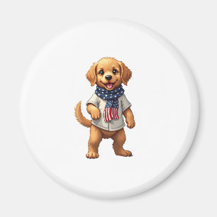 Amerikanisches Goldenes Welpen Vintage Patriotisch Magnet
