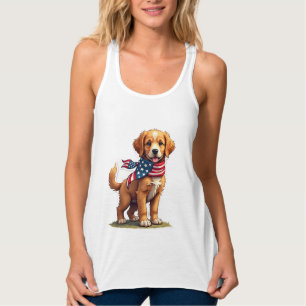 Amerikanisches Goldenes Welpen Vintage Patriotisch Tank Top