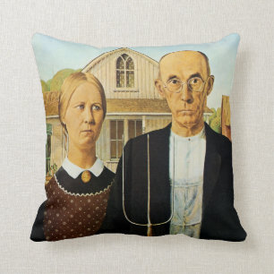"Amerikanisches gotisches" Kunst-Wurfs-Kissen Kissen
