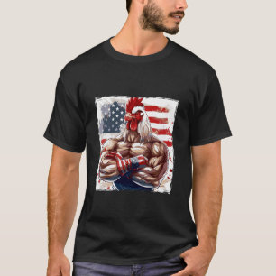 Amerikanisches Hühner-Maskottchen USA-Flagge T-Shirt
