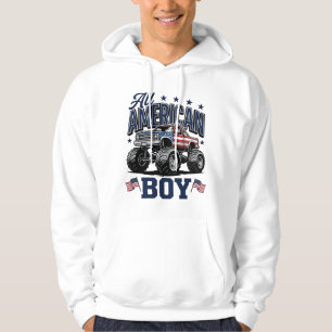 Amerikanisches Jungen-Monster-Truck-Retro-Patrioti Hoodie