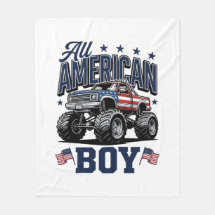 Amerikanisches Jungen-Monster-Truck-Vintage-Patrio Fleecedecke
