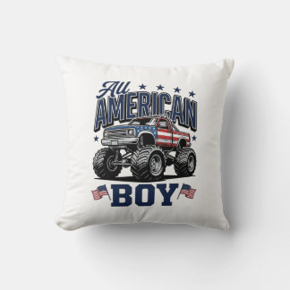 Amerikanisches Jungen-Monster-Truck-Vintage-Patrio Kissen