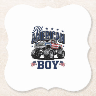 Amerikanisches Jungen-Monster-Truck-Vintage-Patrio Untersetzer