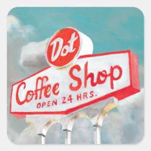 Amerikanisches Kaffeestube-Zeichen des Quadratischer Aufkleber