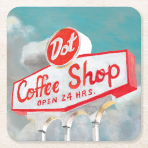 Amerikanisches Kaffeestube-Zeichen des Rechteckiger Pappuntersetzer