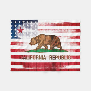 Amerikanisches kalifornisches Flagge   Holz u. Fleecedecke