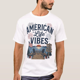 Amerikanisches Lebensgefühl Patriotischer See Vekt T-Shirt