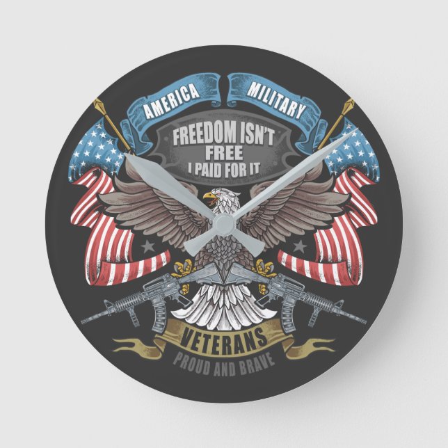 Amerikanisches Militär mit Adler-Akrylwall-Uhr Runde Wanduhr (Vorderseite)