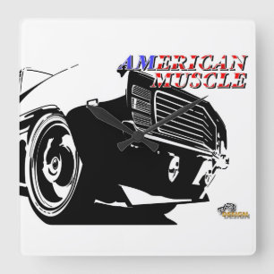 Amerikanisches Muskelauto Quadratische Wanduhr