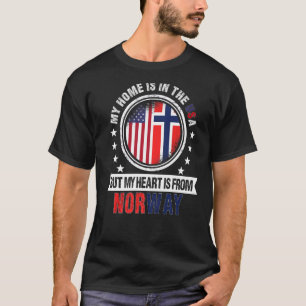 Amerikanisches norwegisches Flaggenherz aus Norweg T-Shirt