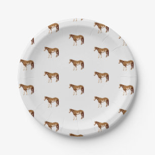 Amerikanisches Paint Horse Aquarell-Reitsport Pappteller