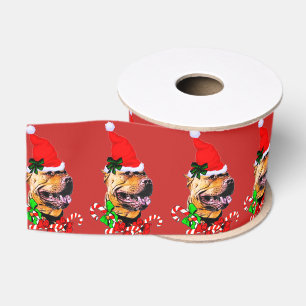 Amerikanisches Pitbull-Terrier-Weihnachten Ripsband