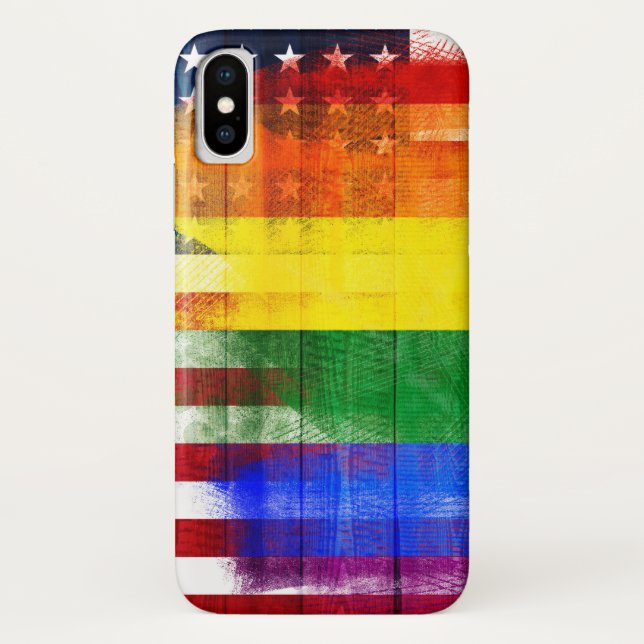 Amerikanisches Regenbogen-Flagge | hölzernes Korn Case-Mate iPhone Hülle (Rückseite)