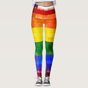 Amerikanisches Regenbogen-Flagge   hölzernes Korn Leggings