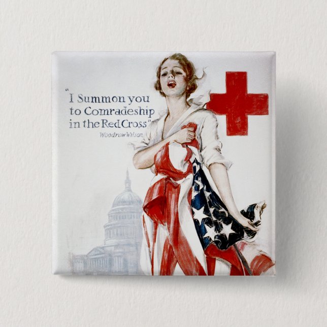 Amerikanisches rotes Kreuz-Vintages Button (Vorderseite)