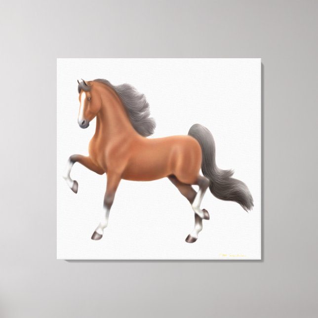 Amerikanisches Saddlebred Gaited Horsed Wrapped Ca Leinwanddruck (Vorderseite)