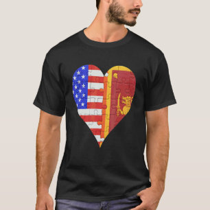 Amerikanisches sri-lankisches Flaggenherz T-Shirt