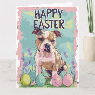Amerikanisches Staffordshire-Frohe Ostern Karte