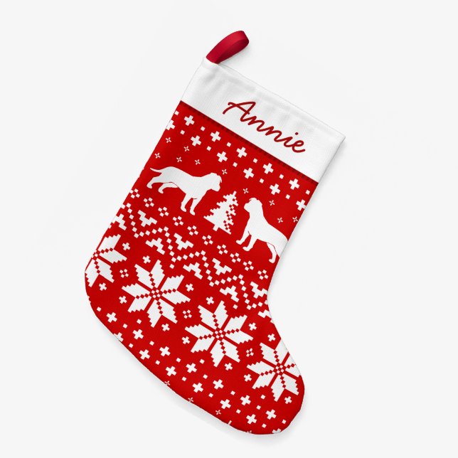 Amerikanisches Staffordshire-Terrier-Silhouetten Kleiner Weihnachtsstrumpf (Vorderansicht (hängend))