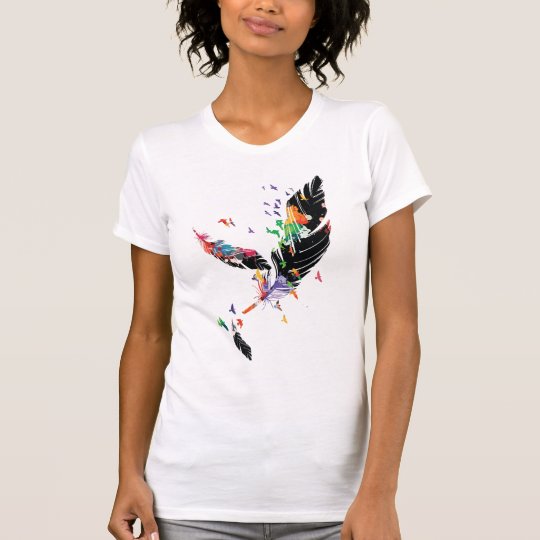 Amerikanisches T-Stück bunter Federn Frauen T-Shirt