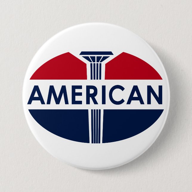 Amerikanisches Tankstellezeichen. Flache Version Button (Vorderseite)