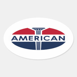 Amerikanisches Tankstellezeichen. Flache Version Ovaler Aufkleber