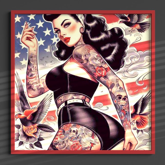 Amerikanisches Tattoo-Button Poster (Von Creator hochgeladen)