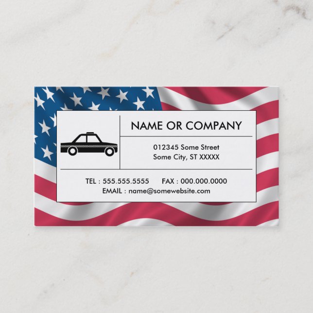 amerikanisches Taxi Visitenkarte (Vorderseite)