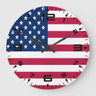 Amerikanisches USA-Flagge-Stolz-Design Große Wanduhr