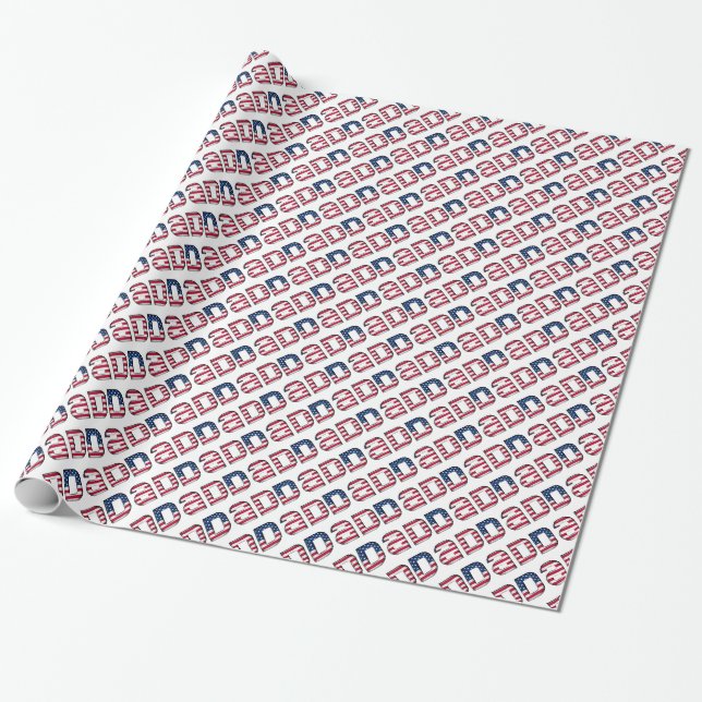Amerikanisches Vater-US Flagge-Typografie-Muster Geschenkpapier (Ungerollt)