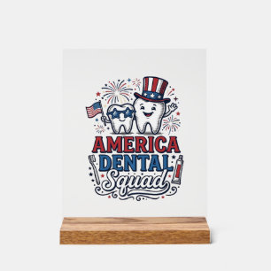 Amerikanisches Zahnarzt-Team Patriotisches Zahnvek Acrylschild