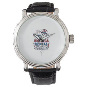 Amerikanisches Zahnarzt-Team Patriotisches Zahnvek Armbanduhr