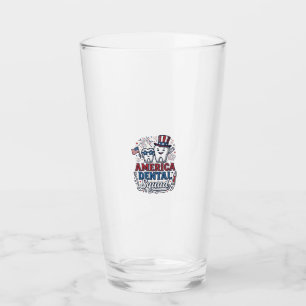 Amerikanisches Zahnarzt-Team Patriotisches Zahnvek Glas