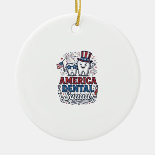 Amerikanisches Zahnarzt-Team Patriotisches Zahnvek Keramik Ornament