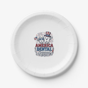Amerikanisches Zahnarzt-Team Patriotisches Zahnvek Pappteller