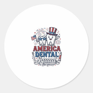 Amerikanisches zahnärztliches Team patriotisches Z Runder Aufkleber