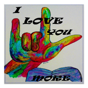 Amerikanisches Zeichen-Sprachen-I LIEBE ASL SIE Poster