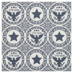 Amerikas 250. Erbe-Adler-Damaskus-Marine-Elfenbein Stoff