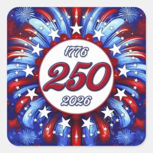 Amerikas 250. Geburtstag 1776-2026 Grafisches Feue Quadratischer Aufkleber