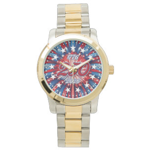 Amerikas 250. Geburtstag 1776-2026 RWB Feuerwerk Armbanduhr