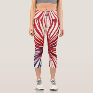 Amerikas 250. Geburtstag 1776-2026 RWB Feuerwerk Capri Leggings