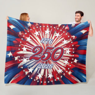 Amerikas 250. Geburtstag 1776-2026 RWB Feuerwerk Fleecedecke