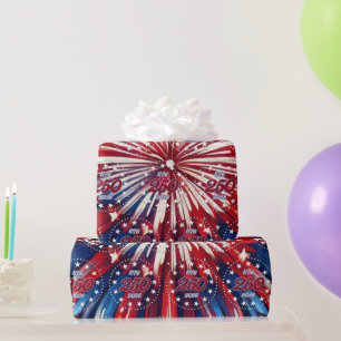 Amerikas 250. Geburtstag 1776-2026 RWB Feuerwerk Geschenkpapier